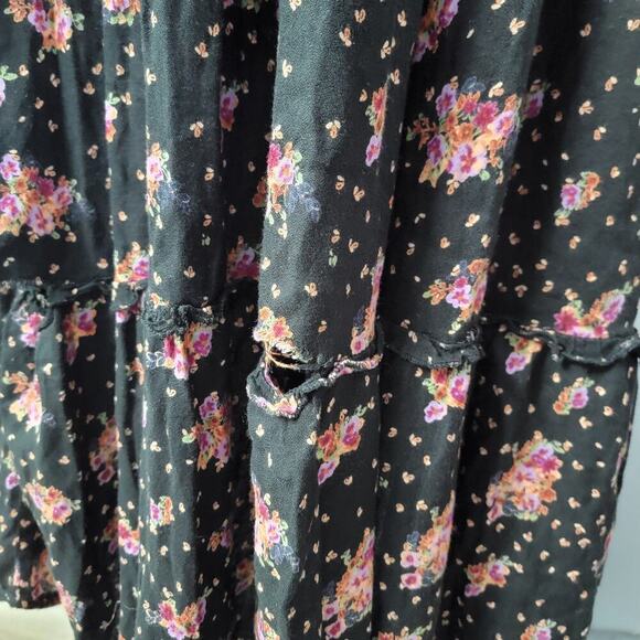 Angie Maxi Dress L Floral Ruffle Tiered Romantic Cottagecore Rayon - Picture 9 of 10